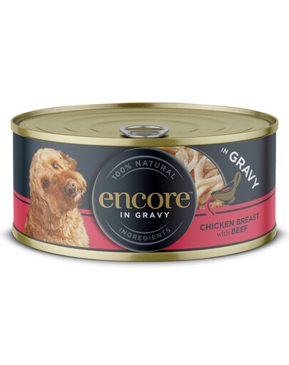 ENCORE Dog Chicken Breast with Beef in Gravy vištienos krūtinėlė su jautiena padaže 156 g