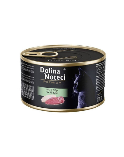 DOLINA NOTECI Premium Turtingas šlapias kačių maistas su žąsimi 185 g