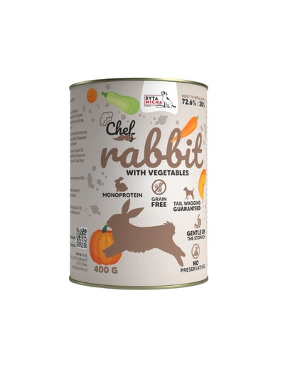 SYTA MICHA Chef Monoprotein Triušis su daržovėmis 400 g šlapias maistas šunims