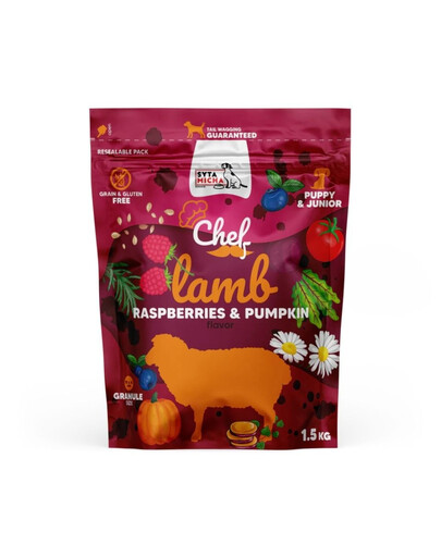 SYTA MICHA Chef Junior Aviena, avietė ir moliūgas 1,5 kg sausa maistas šuniukams