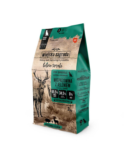 WIEJSKA ZAGRODA Miško skoniai: kiauliena su elnio mėsos traškučiais, 2x2 kg