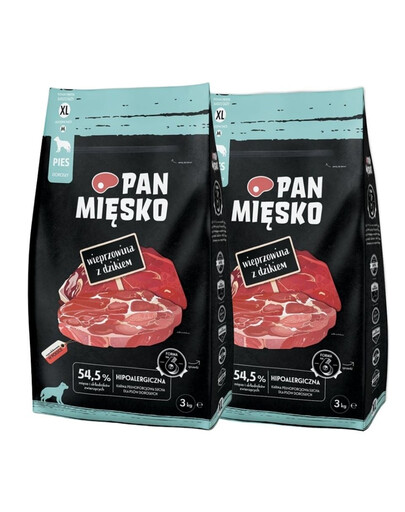 PAN MIŠKO Kiauliena su šernu sausam maistui šunims XL 2x3 kg