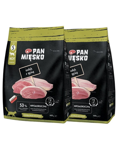 PAN MIŠKO Kalakutas su žąsimi katėms traškučiai S 2x400 g