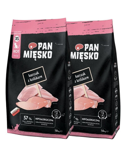 PAN MIŠKO Vištiena su triušiu kačiukams XS 2x1,6 kg