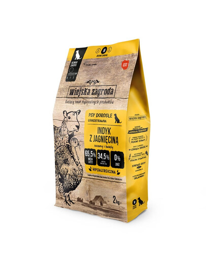 WIEJSKA ZAGRODA kalakutiena ir ėrienos šunų ėdalas granulės M 2x2 kg