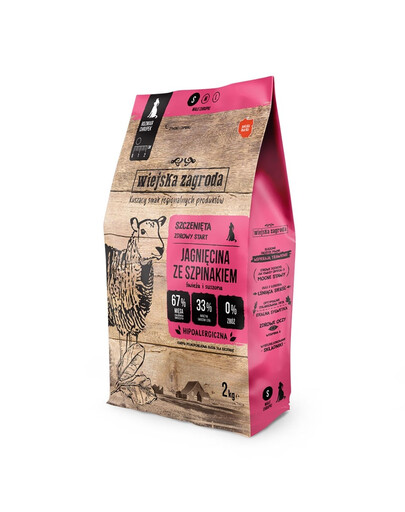 WIEJSKA ZAGRODA Avienos ir špinatai šuniukams, traškučiai, S, 2x2 kg