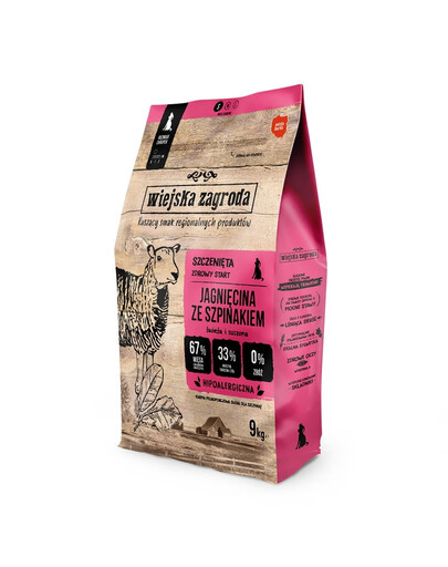 Jagnięcina ze szpinakiem karma dla szczeniąt chrupki S 9 kg