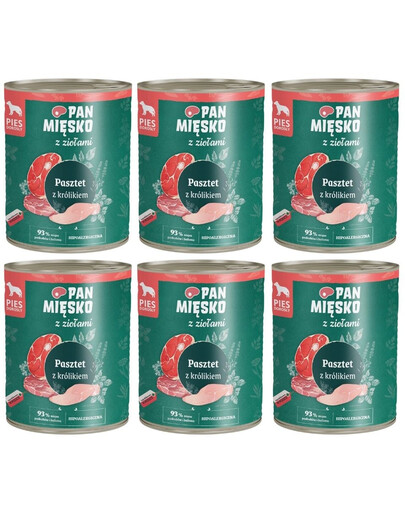 PAN MIŠKAS su žolelėmis Paštetas su triušiu šunims 6x800 g