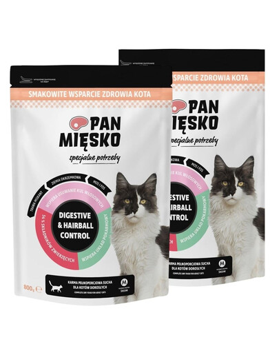 PAN MIŠKO Specialiosios poreikiai Digestive & Hairball Control katėms 2x800 g