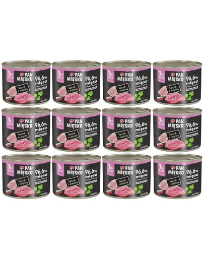 PAN MIĘSKO Vištiena su veršiena drėgnas maistas kačiukams 12x200 g