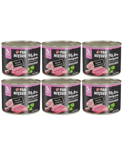 PAN MIĘSKO Vištiena su veršiena drėgnas maistas kačiukams 6x200 g