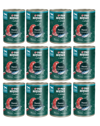 PAN MIŠKAS su žolelėmis Tunų paštetas šunims 12x400 g