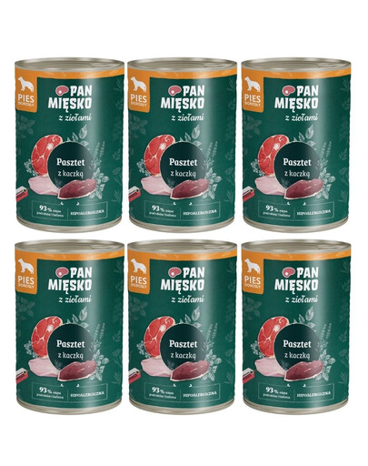 PAN MIĘSKO su žolelėmis Paštetas su antis šunims 6x400 g