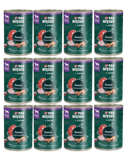 PAN MIŠKAS su žolelėmis Paštetas su krevetėmis šunims 12x400 g