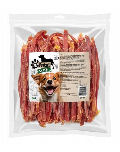 MR. PRETZEL Minkštos anties juostelės 500 g šunų skanėstas