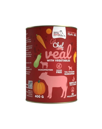 SYTA MICHA Chef Monoprotein Veršiena su daržovėmis 400 g drėgnas maistas šunims