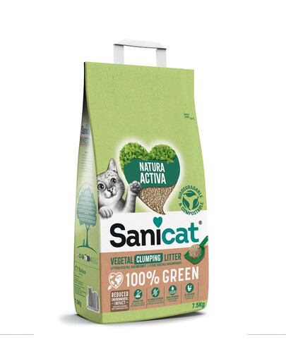 SANICAT Natura Activa 100% Green 7,5 kg augalinis kraikas katėms