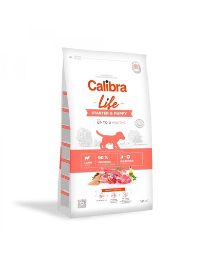 CALIBRA Dog Life Starter Puppy Lamb 12 kg su aviena šuniukams, nėščioms ir maitinančioms kalėms