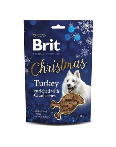 BRIT Premium By Nature Dog Christmas Semi-moist Snack Turkey 180g pusiau drėgnas skanėstas šunims su kalakutiena ir spanguolėmis