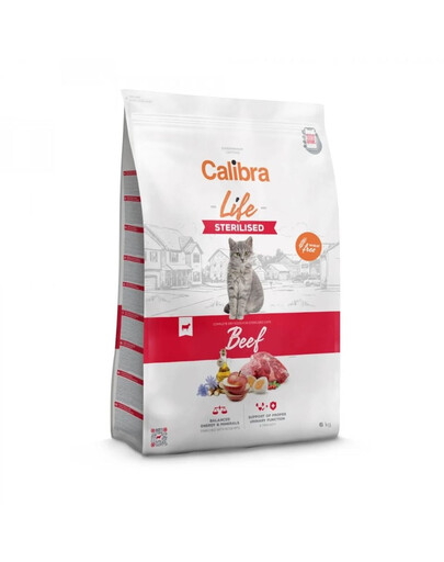 CALIBRA Cat Life Sterilised Beef 6 kg begrūdis maistas katėms po sterilizacijos ar kastracijos