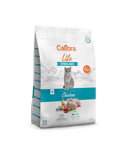 CALIBRA Cat Life Sterilised Chicken 6 kg begrūdis dieta katėms po sterilizacijos ar kastracijos