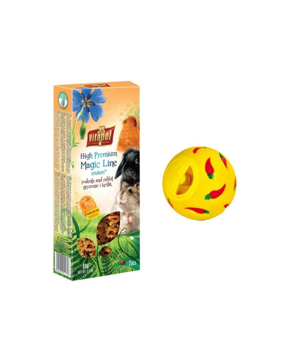 VITAPOL Zestaw świąteczny Smakers z mandarynką + piłka na przysmaki dla królika