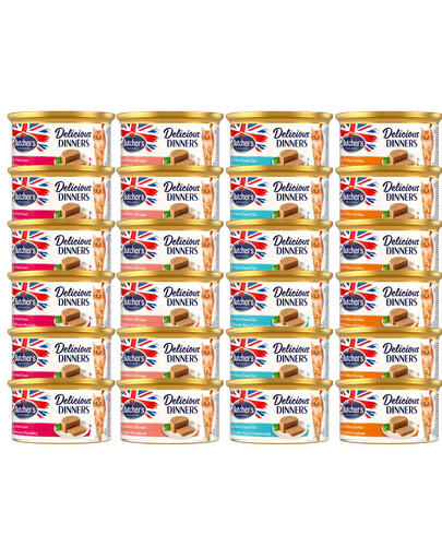 BUTCHER'S Classic Delicious Dinners Mix 24 vnt. po 85 g skonių kačių