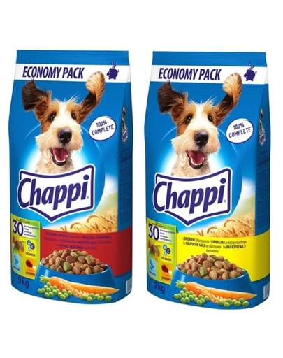 CHAPPI Mix smaków 2x9kg -  drób i warzywa z wołowiną i drób z warzywami sucha karma dla psów