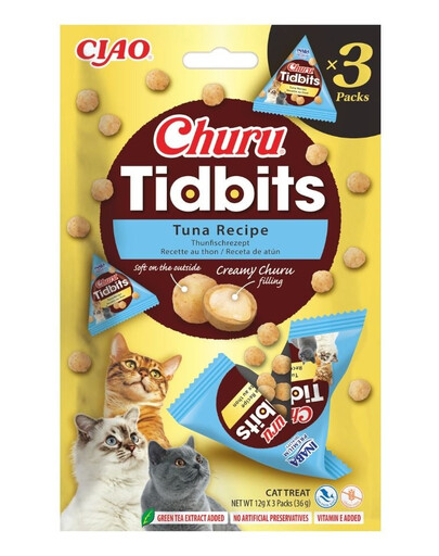 INABA Cat Churu Tidbits Tuna Recipe 3x12g minkšti ir kreminiai skanėstai su tunu katėms