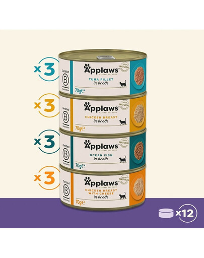 APPLAWS Pakiet próbny Supreme Colection Adult puszki dla dorosłych kotów 12 x 70 g
