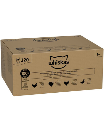 WHISKAS Adult Poultry Feast 120x85 g visavertis šlapias maistas suaugusiems katėms želė