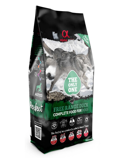 ALPHA SPIRIT Sausas šunų maistas Laisvai laikomų ančių 12 kg + 2 NEMOKAMI skanėstai