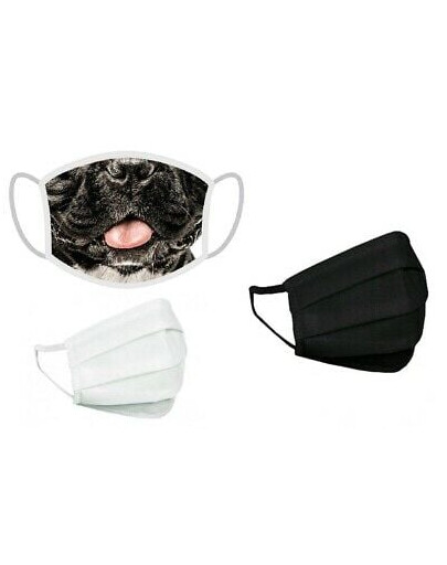 FERA 3x Maseczka ochronna (buldożek francuski, biała, czarna)