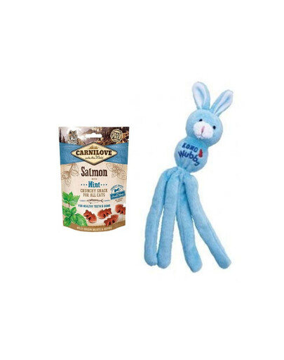 KONG Zestaw świąteczny Ośmiornica pluszak dla kota + przysmaki z łososiem i miętą 50 g