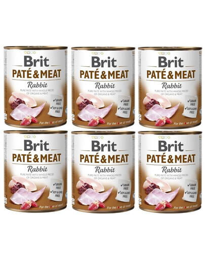 BRIT Pate&Meat rabbit 6x800 g pasztet z królikiem dla psa