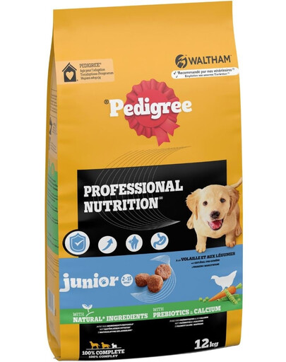 PEDIGREE Professional Nutrition Junior su Vištiena ir Daržovėmis 12 kg vidutinių ir didelių veislių šuniukams