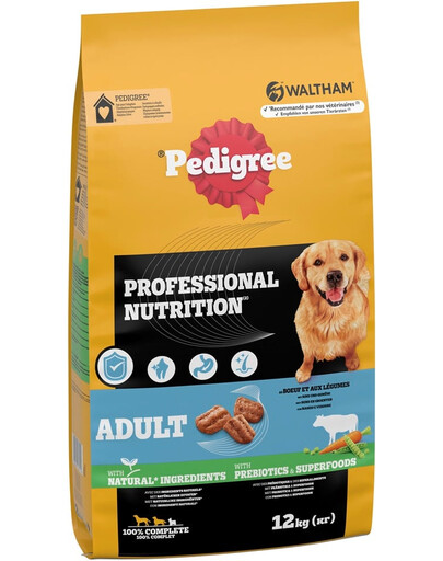PEDIGREE Professional Nutrition Adult su Jautiena ir Daržovėmis 12 kg didelių ir vidutinių veislių šunims