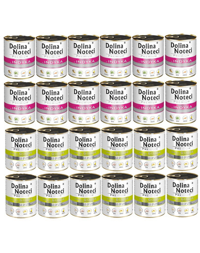 DOLINA NOTECI Mix smaków Premium Bogata w gęś z ziemniakami i indyka 24x800g