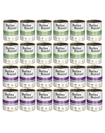 DOLINA NOTECI Mix smaków Premium Bogata w dziczyznę i królika z żurawiną 24x800g