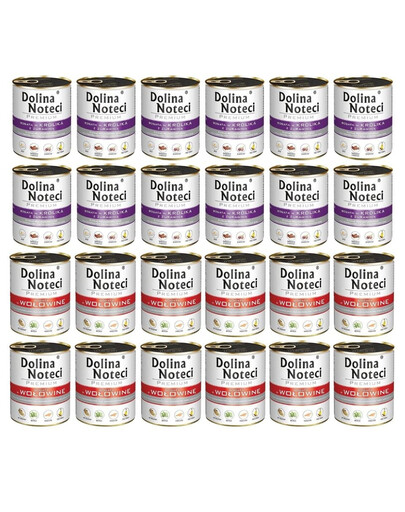 DOLINA NOTECI Skonių mišinys Premium Turtingas triušiu su spanguolėmis ir jautiena 24x800g