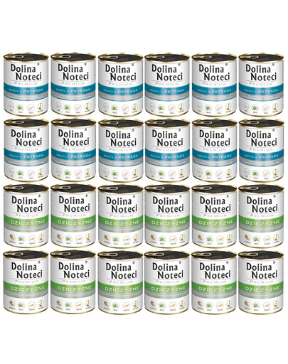 DOLINA NOTECI Mix smaków Premium Bogata w pstrąga i dziczyznę 24x800g