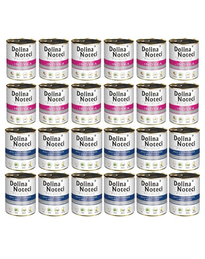 DOLINA NOTECI Premium įvairių skonių rinkinys su menke, brokoliais ir kalakutiena 24x800 g