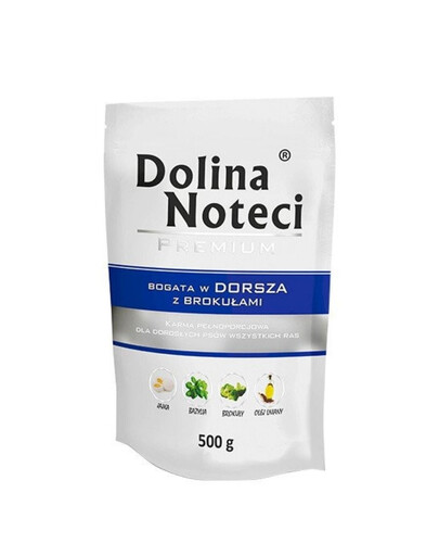 DOLINA NOTECI Premium Mix Turtingas triušienos su spanguolėmis ir menkės su brokoliais 20x500 g