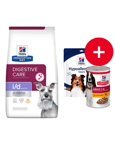 HILL'S Prescription Diet Digestive Care i/d ActivBiome Canine Low Fat kurczak 12 kg šunims su jautria virškinimo sistema + NEMOKAMI skanėstai