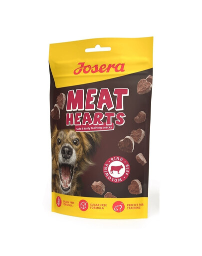 JOSERA Meat Hearts Beef mokymo skanėstai su jautiena 24x70g