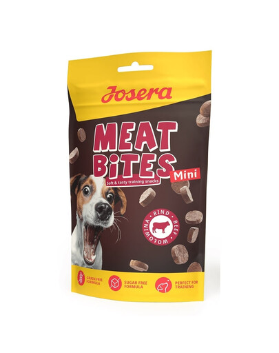 JOSERA Meat Bites Mini Beef Treniruočių skanėstai su jautiena mažų veislių šunims, 24 vnt. po 70 g