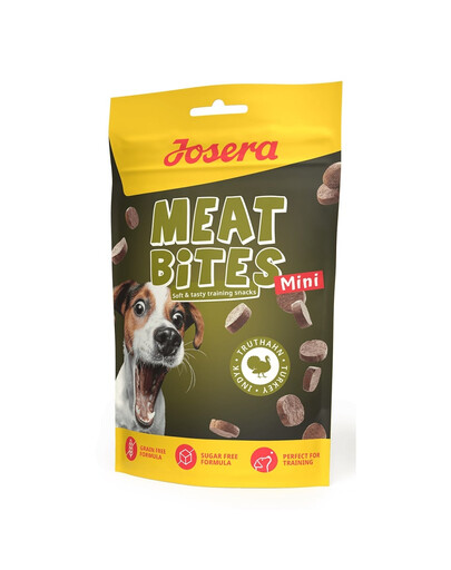JOSERA Meat Bites Mini Turkey mokymo skanėstai su kalakutiena mažų veislių šunims 12x70g