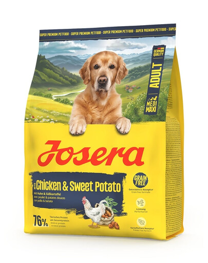 JOSERA Adult Chicken and Sweet Potato 6x900g be grūdų pašaras aktyviems šunims