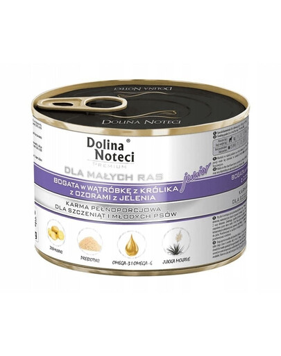DOLINA NOTECI Premium Junior Mažų veislių triušių kepenėlės ir elnių liežuviai 12x185g