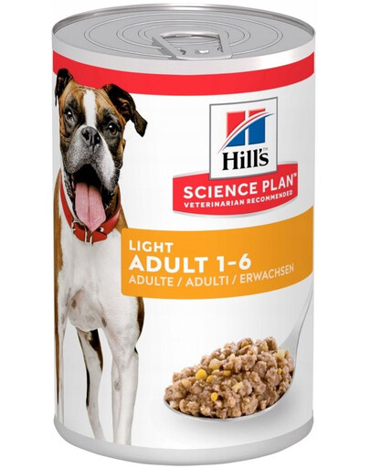 HILL'S Science Plan Canine Adult Light Chicken 6x370 g suaugusiems šunims, turintiems antsvorio – vištiena